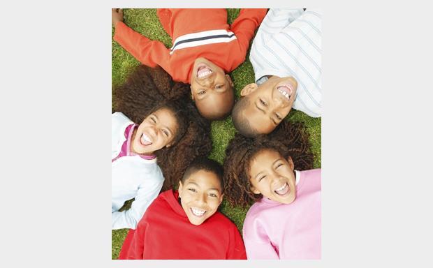 Children lying in the sun